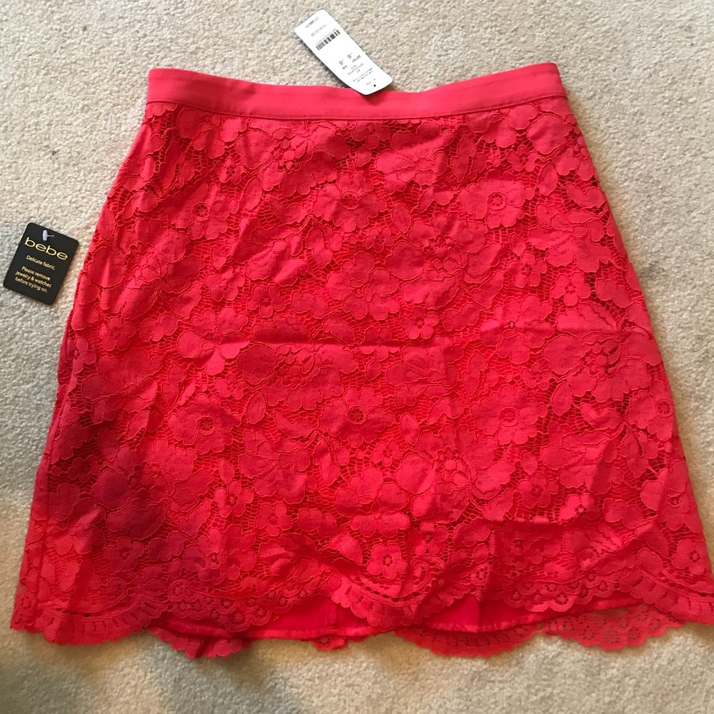 NWT Bebe A-line lace Mini skirt